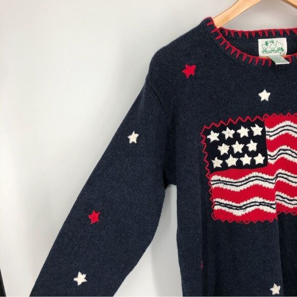 Quacker Factory USA Flag Sweater Womens Medium Patriotic July 4th Stitched Stars - Picture 4 of 12